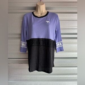 Victoria’s Secret PINK! Purple and Gray Quarter Sleeve Tee Shirt Size XS NWT